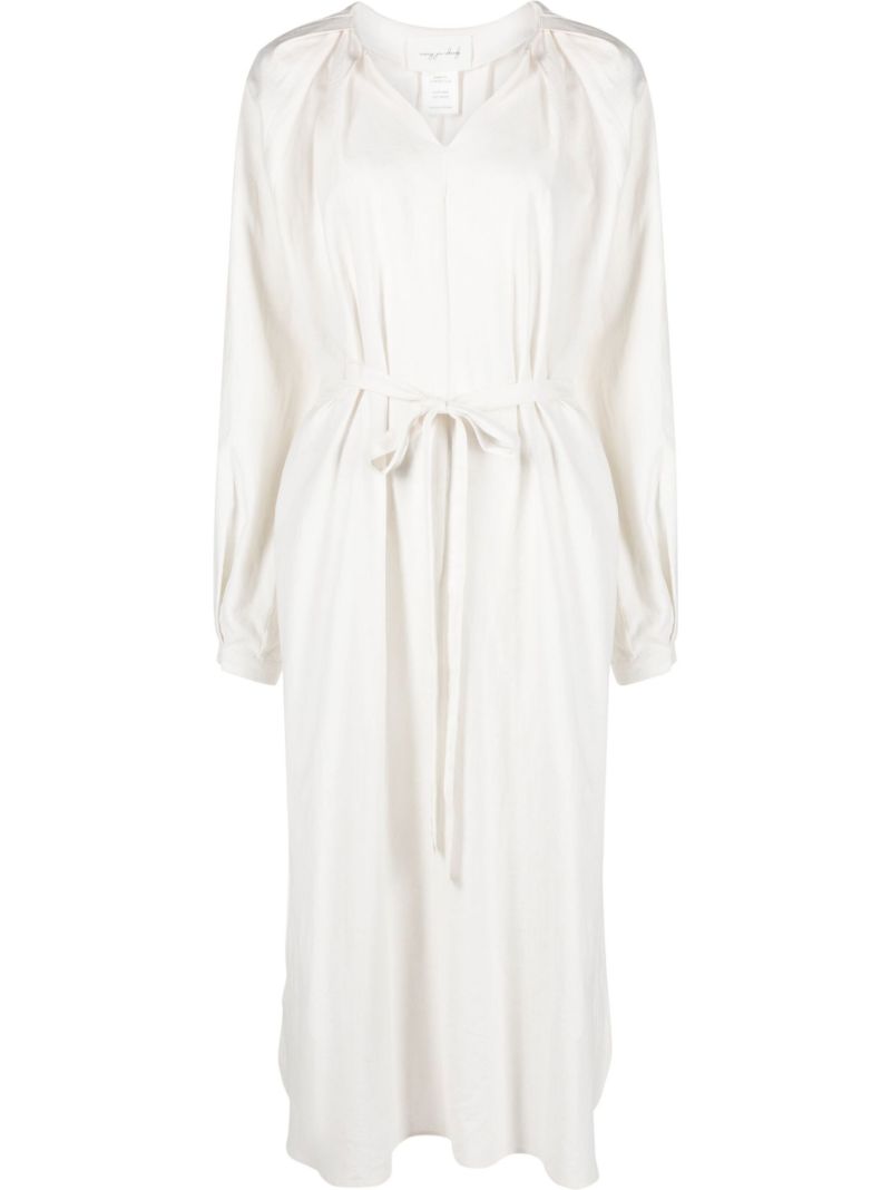White V-neck Midi Dress