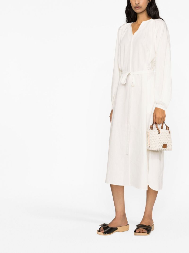 White V-neck Midi Dress