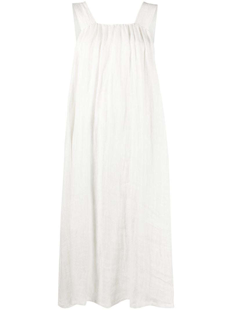 White Square Neck Linen Dress