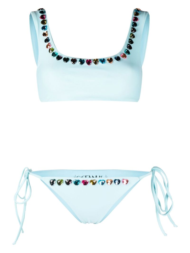 Blue Delphine Crystal-embellished Bikini