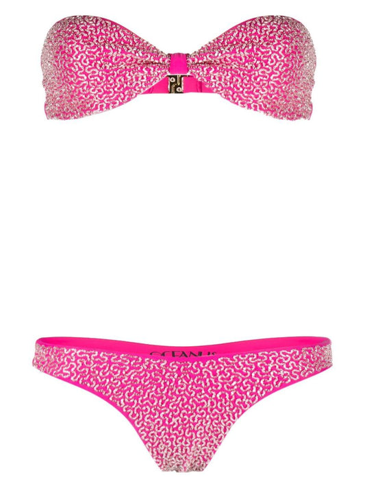 Pink Sandy Bead-embellished Bikini
