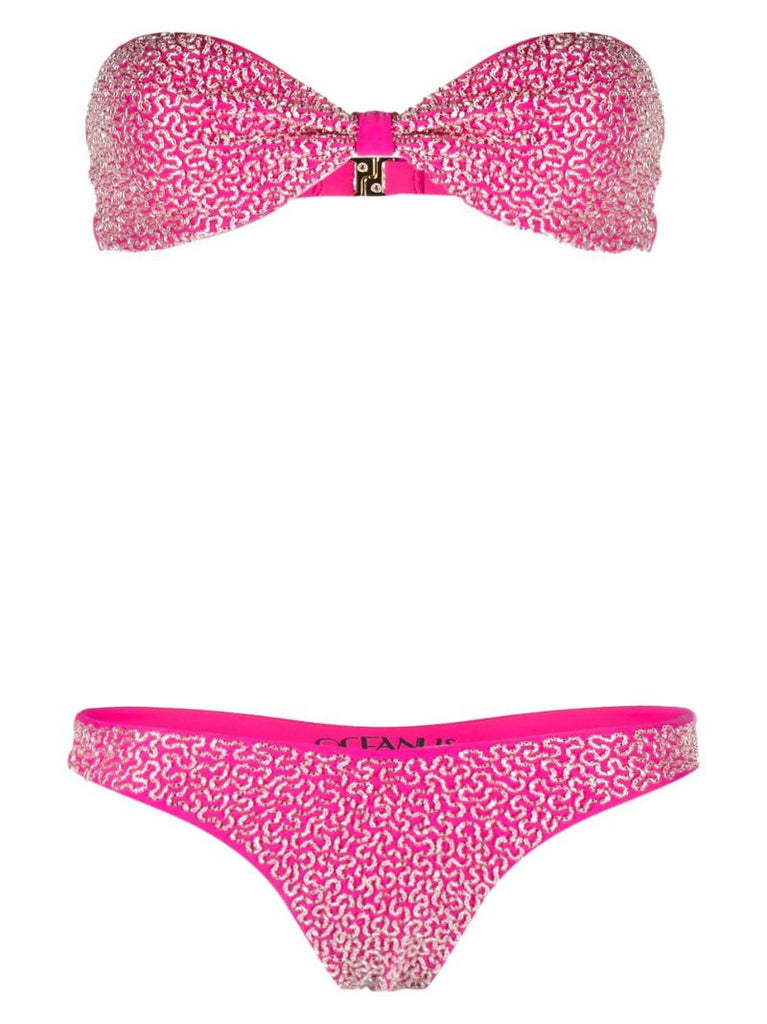 Pink Sandy Bead-embellished Bikini