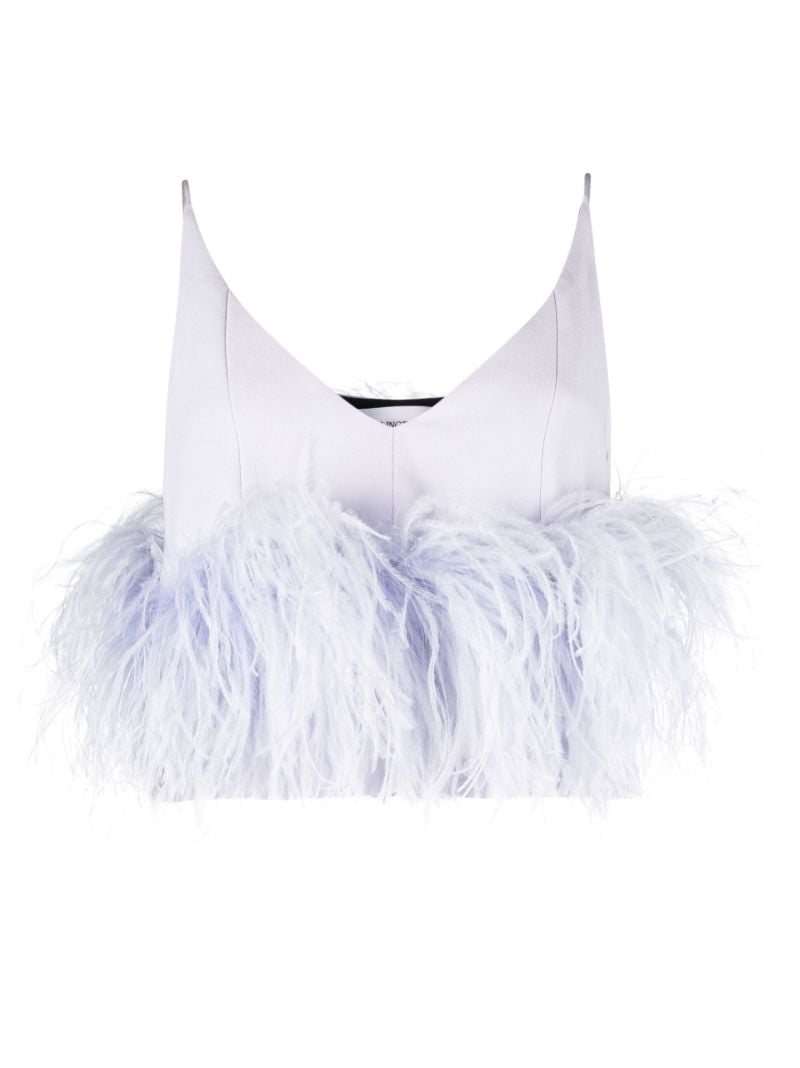 Purple Poppy Feather-trim Crop Top