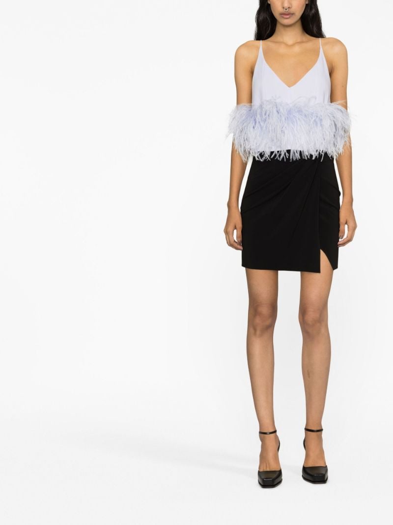 Purple Poppy Feather-trim Crop Top