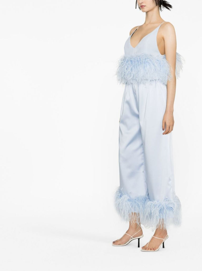 Blue Poppy Feather-trim Camisole Top