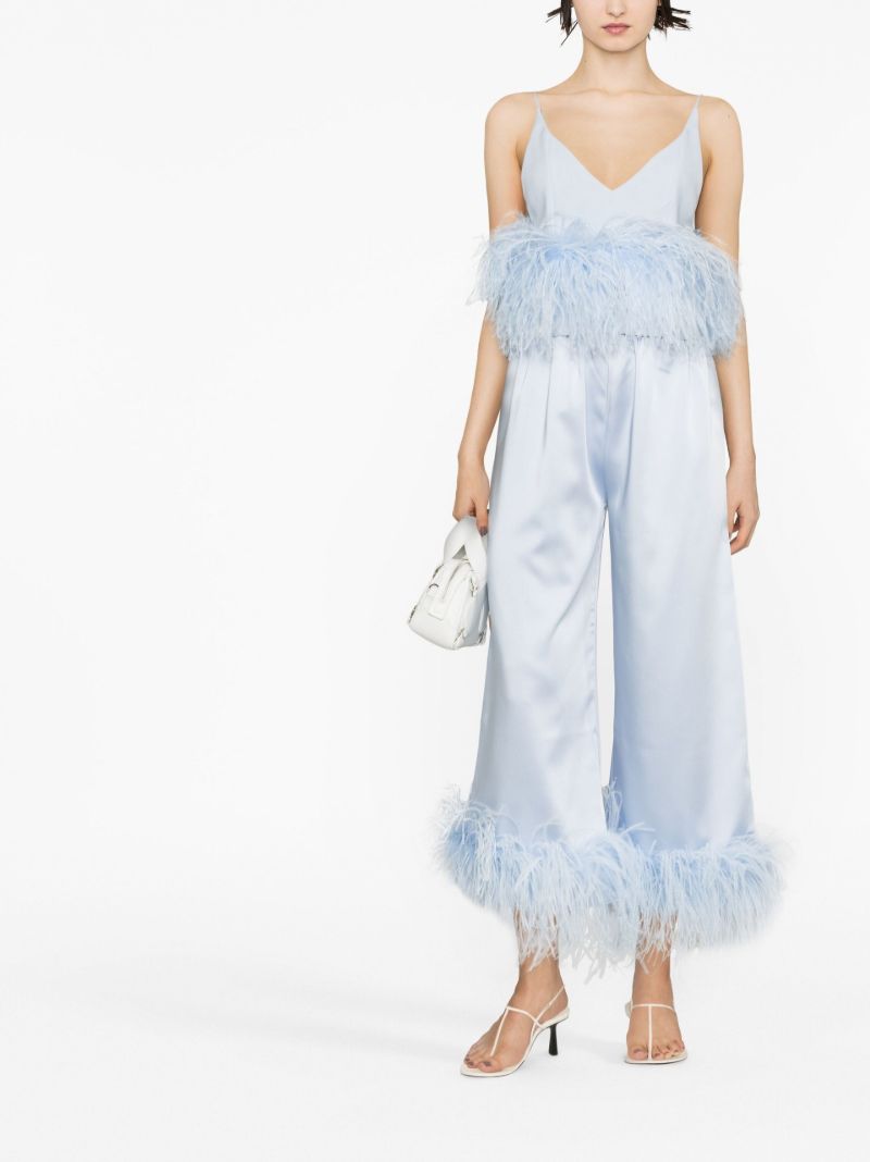 Blue Poppy Feather-trim Camisole Top
