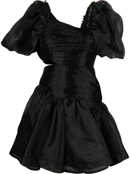 Black Joan Puff Sleeve Mini Dress