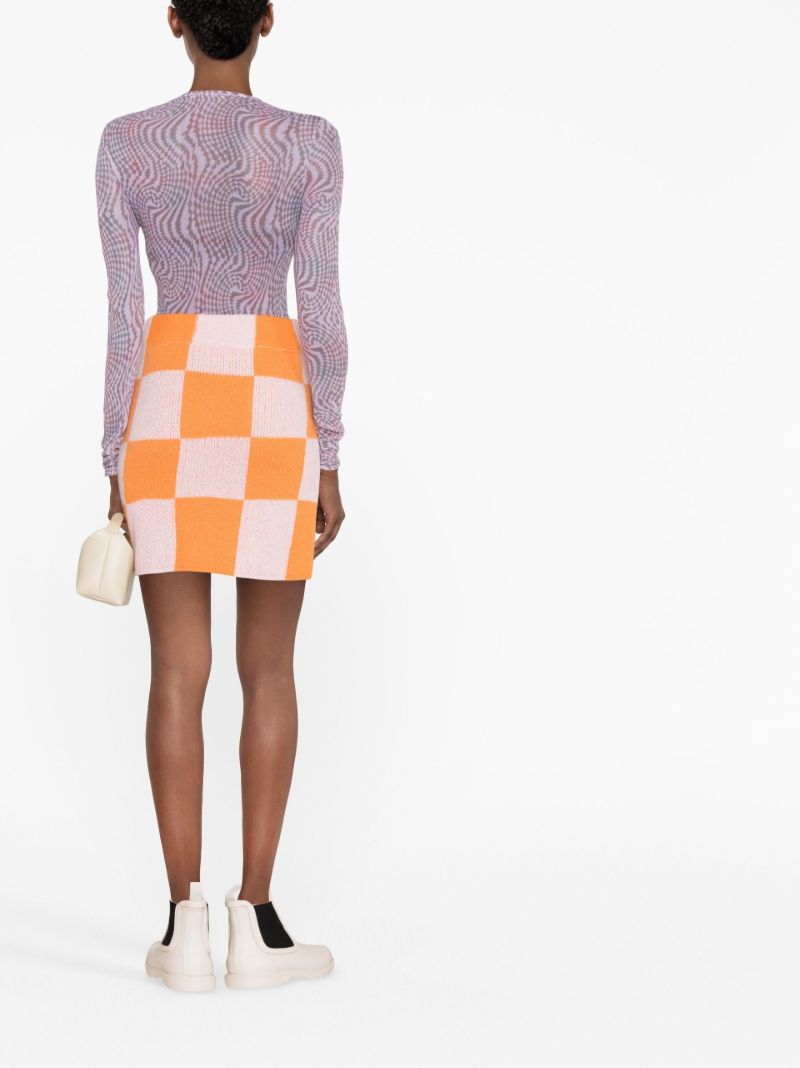 Pink Andria Check Knitted Mini Skirt