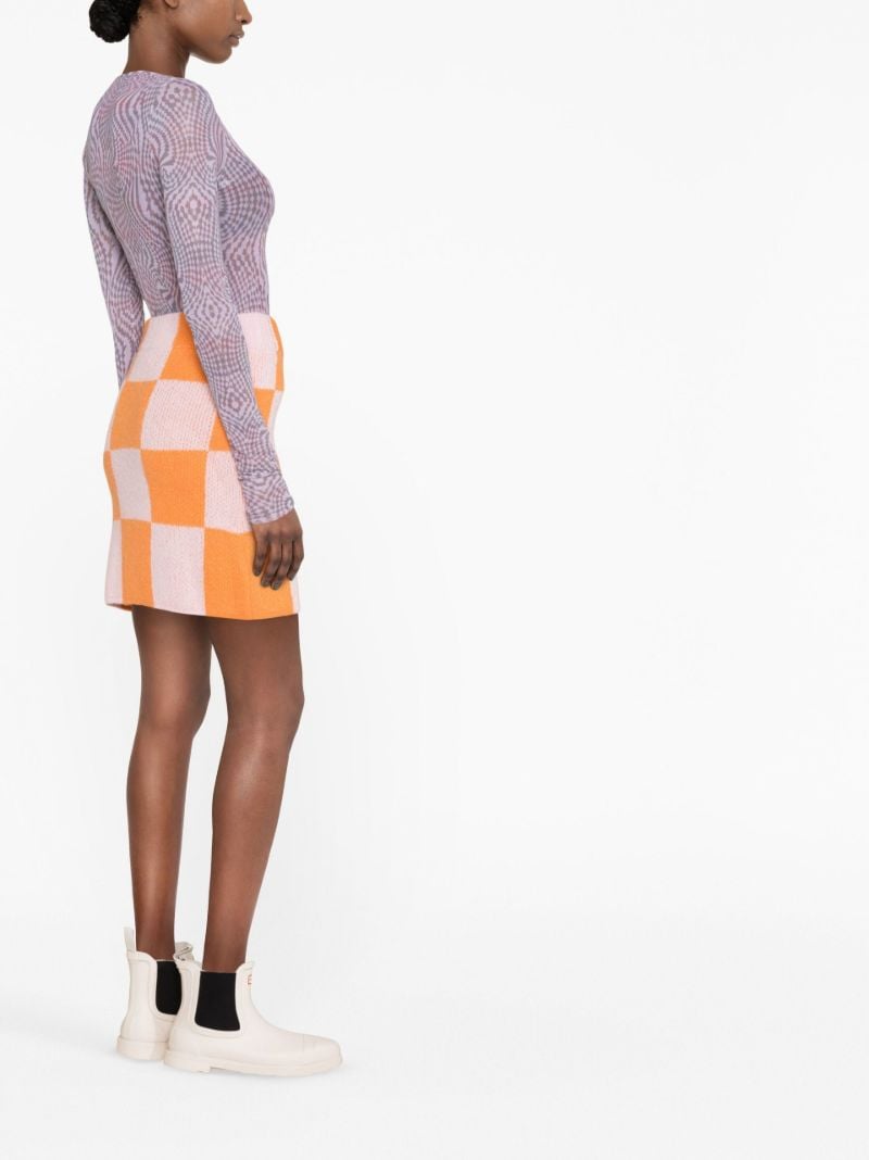Pink Andria Check Knitted Mini Skirt