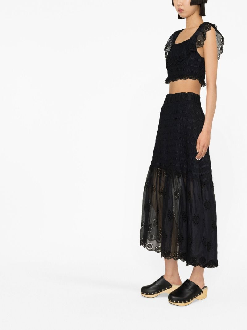 Black Floral Lace Cotton Crop Top