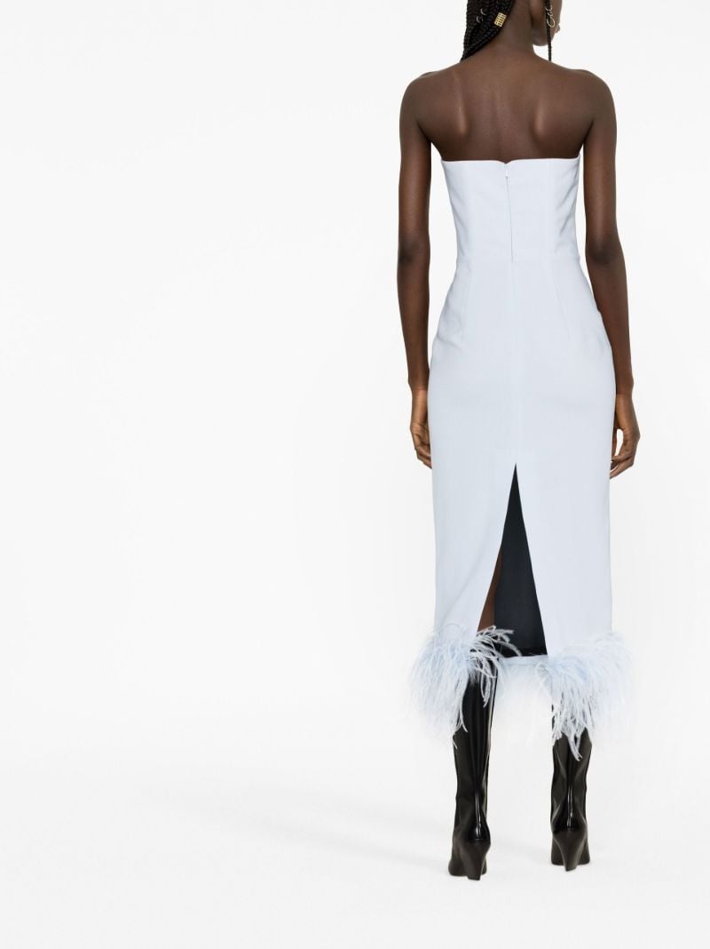 Blue Minelli Feather Trim Midi Dress