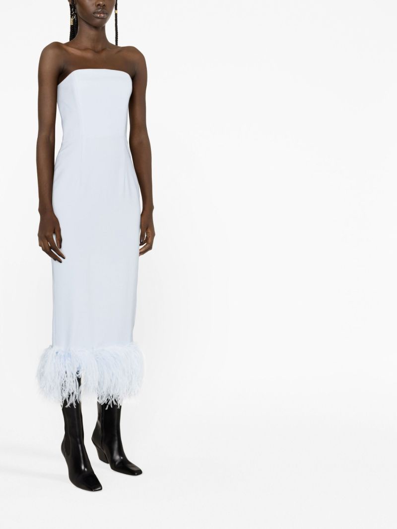 Blue Minelli Feather Trim Midi Dress
