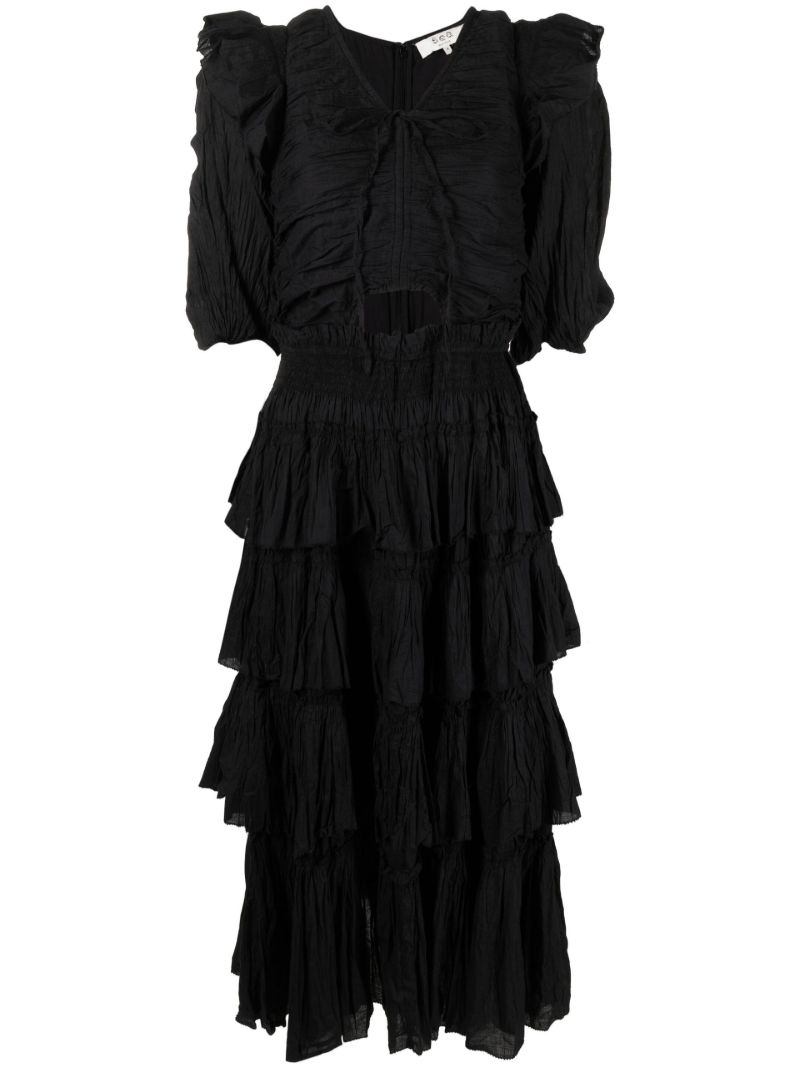 Black Paco Tiered Midi Dress