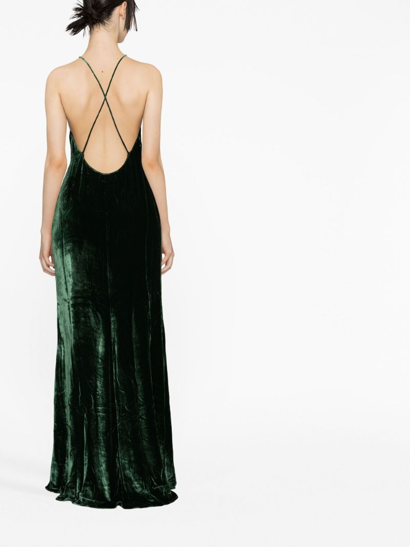 Green Rimini Velvet Maxi Dress