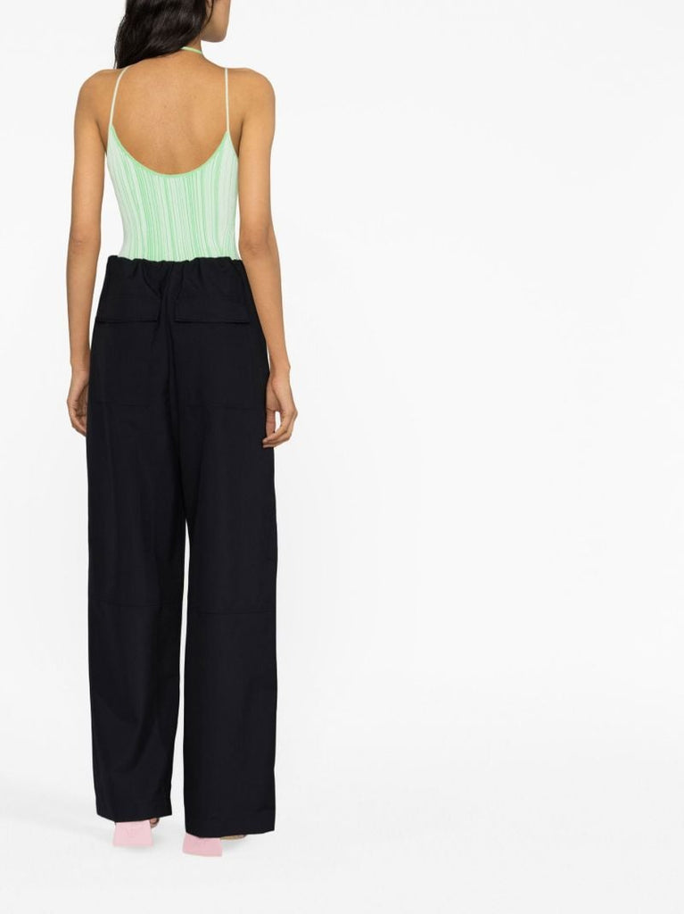 Black High Waist Straight-leg Trousers