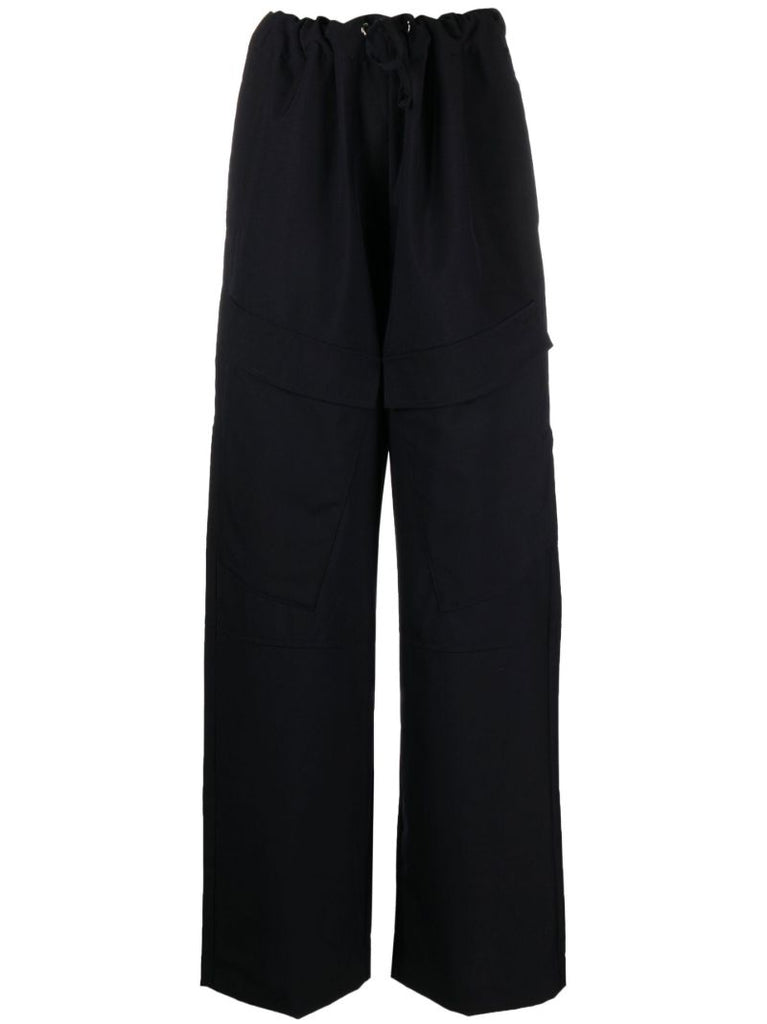 Black High Waist Straight-leg Trousers