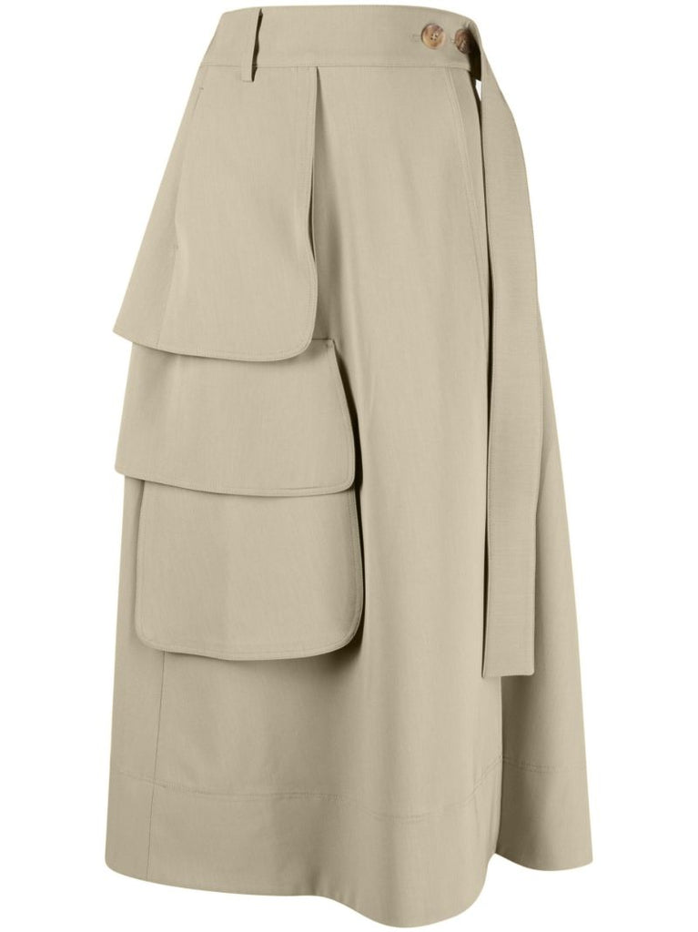 Green Nomi Wrap Midi Skirt