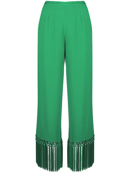 Green Tulum Fringed Trousers
