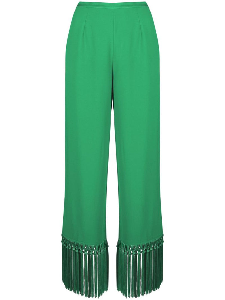 Green Tulum Fringed Trousers