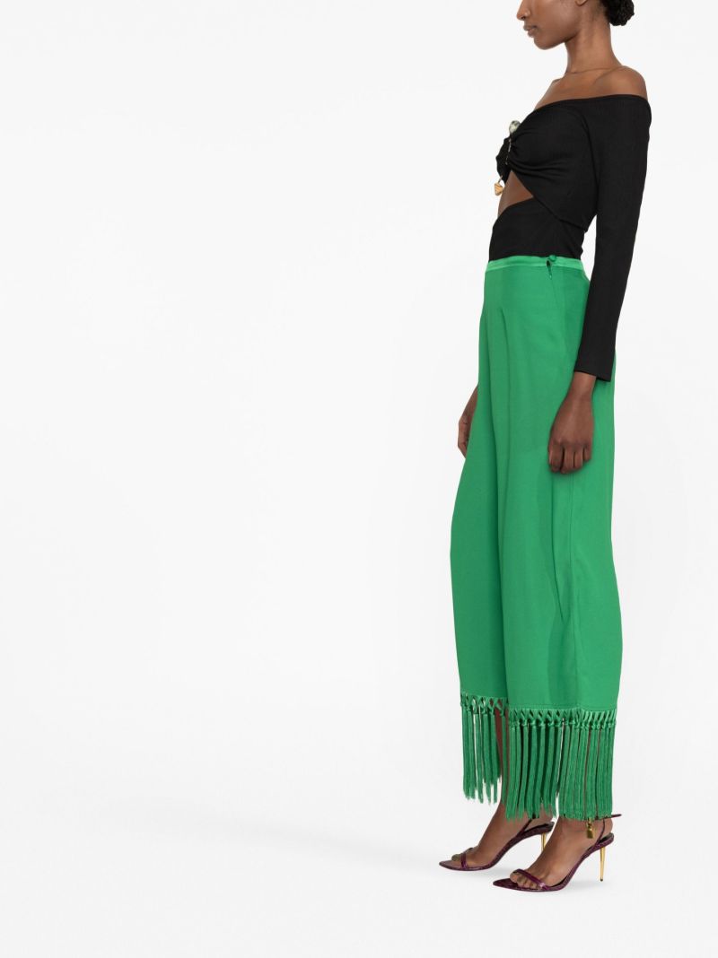 Green Tulum Fringed Trousers