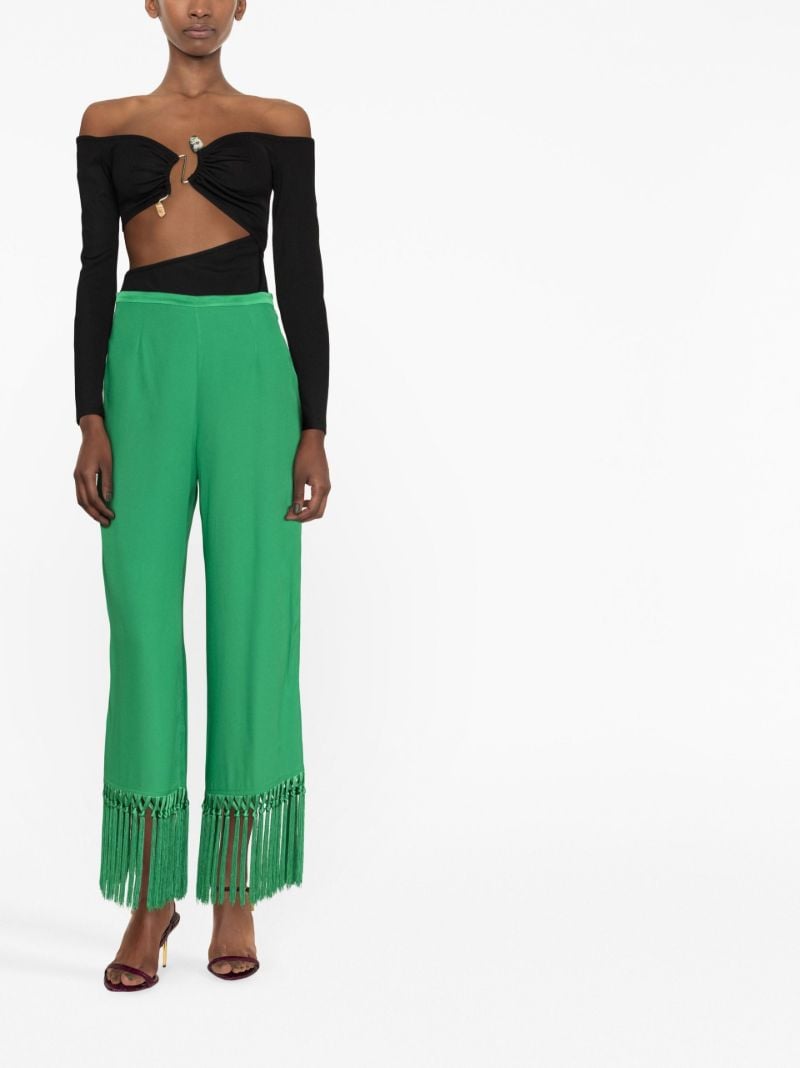 Green Tulum Fringed Trousers