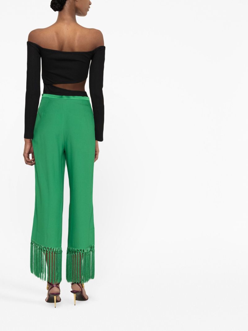 Green Tulum Fringed Trousers