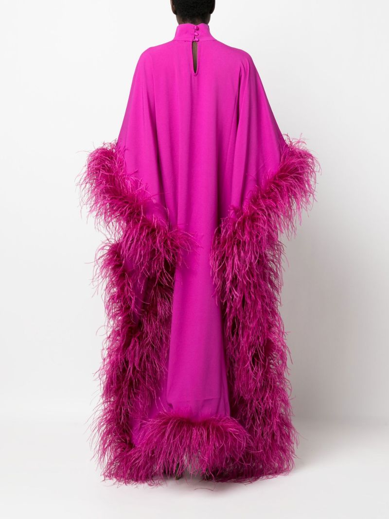Pink Feather-trim Evening Gown
