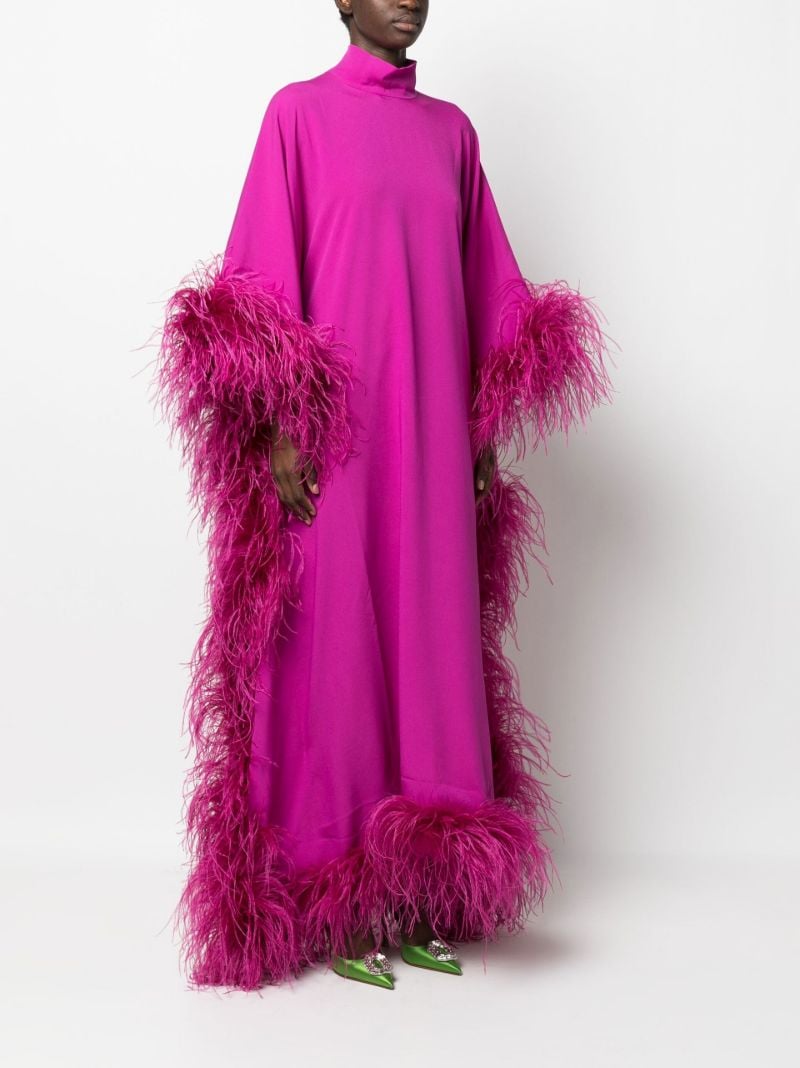 Pink Feather-trim Evening Gown