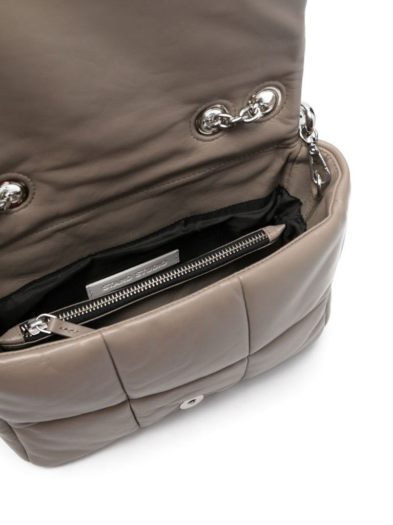 Neutral Holly Quilted Leather Shoulder Bag
