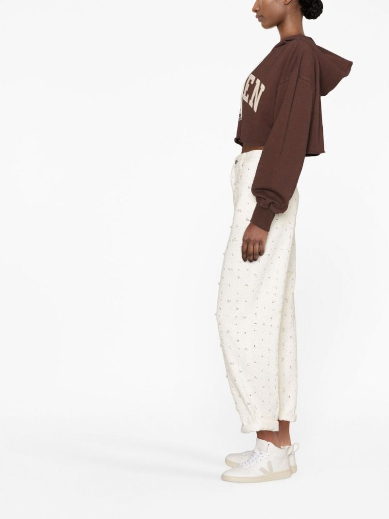 Brown Logo Cropped Hoodie