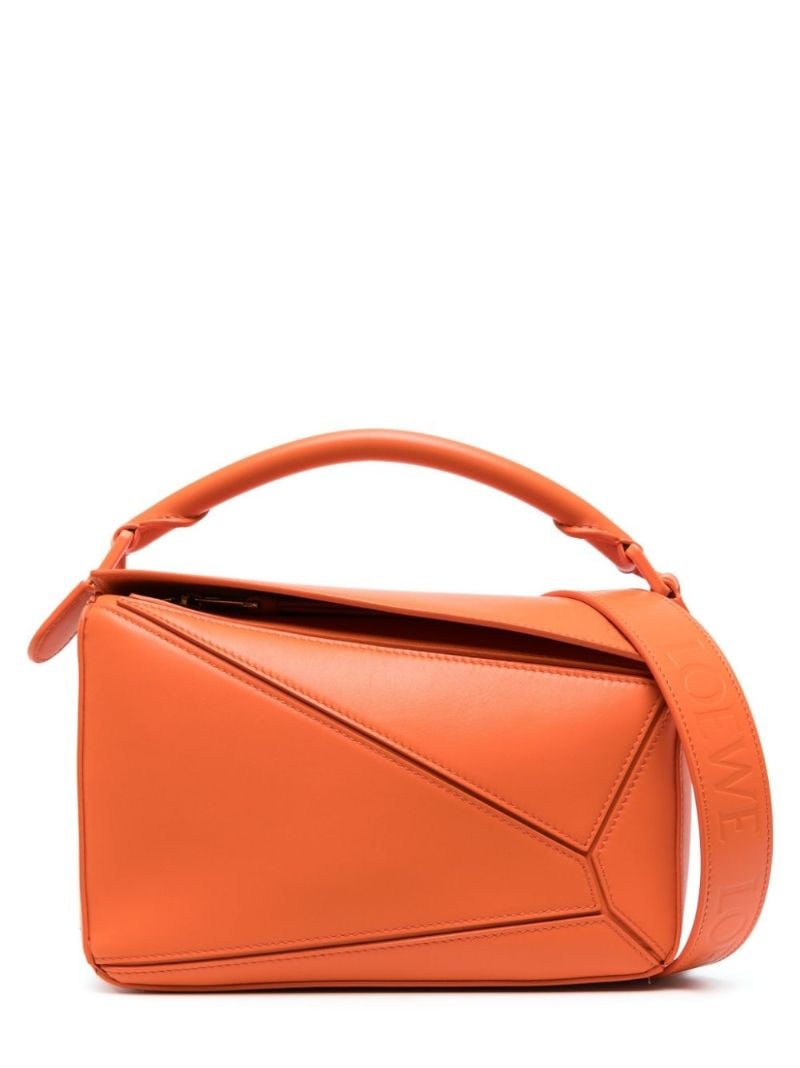 Orange Small Puzzle Leather Cross Body Bag