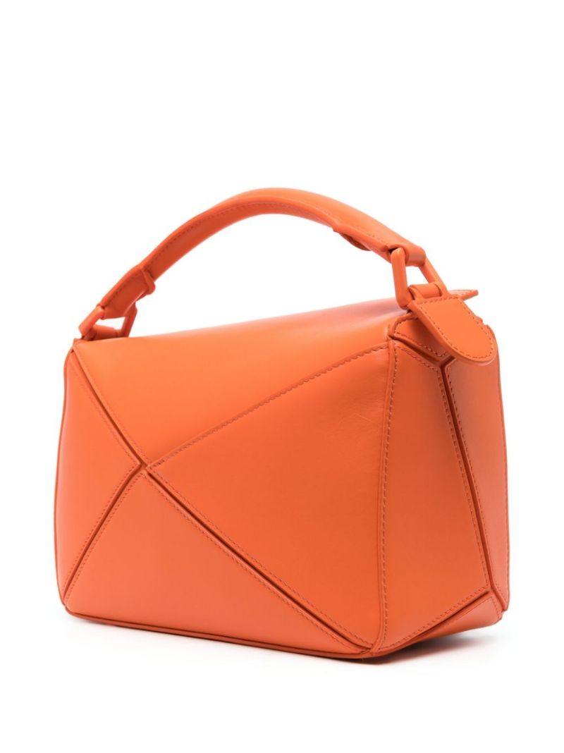Orange Small Puzzle Leather Cross Body Bag