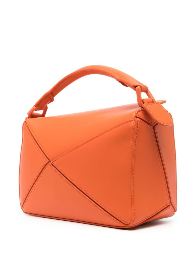 Orange Small Puzzle Leather Cross Body Bag