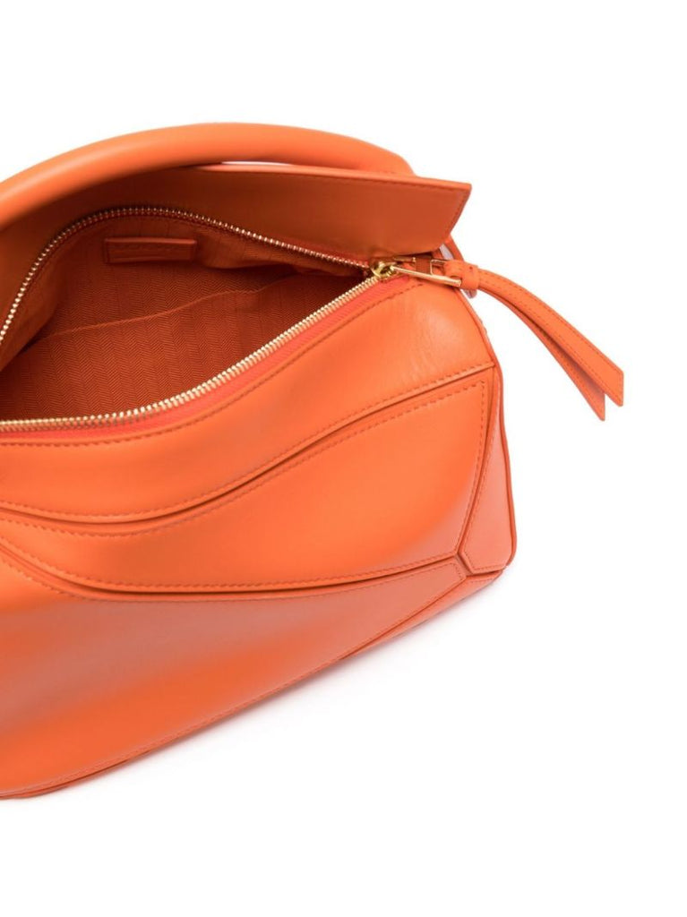 Orange Small Puzzle Leather Cross Body Bag