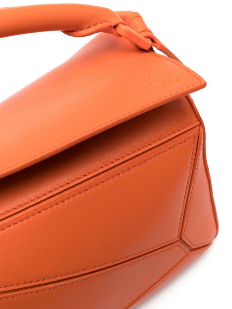 Orange Small Puzzle Leather Cross Body Bag