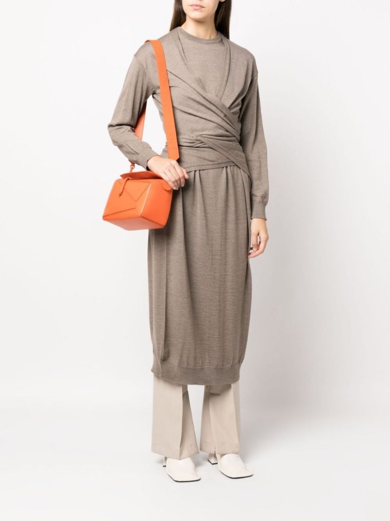 Orange Small Puzzle Leather Cross Body Bag