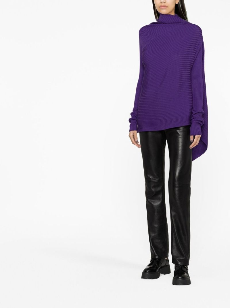 Purple Patchwork Draped Merino Jumper