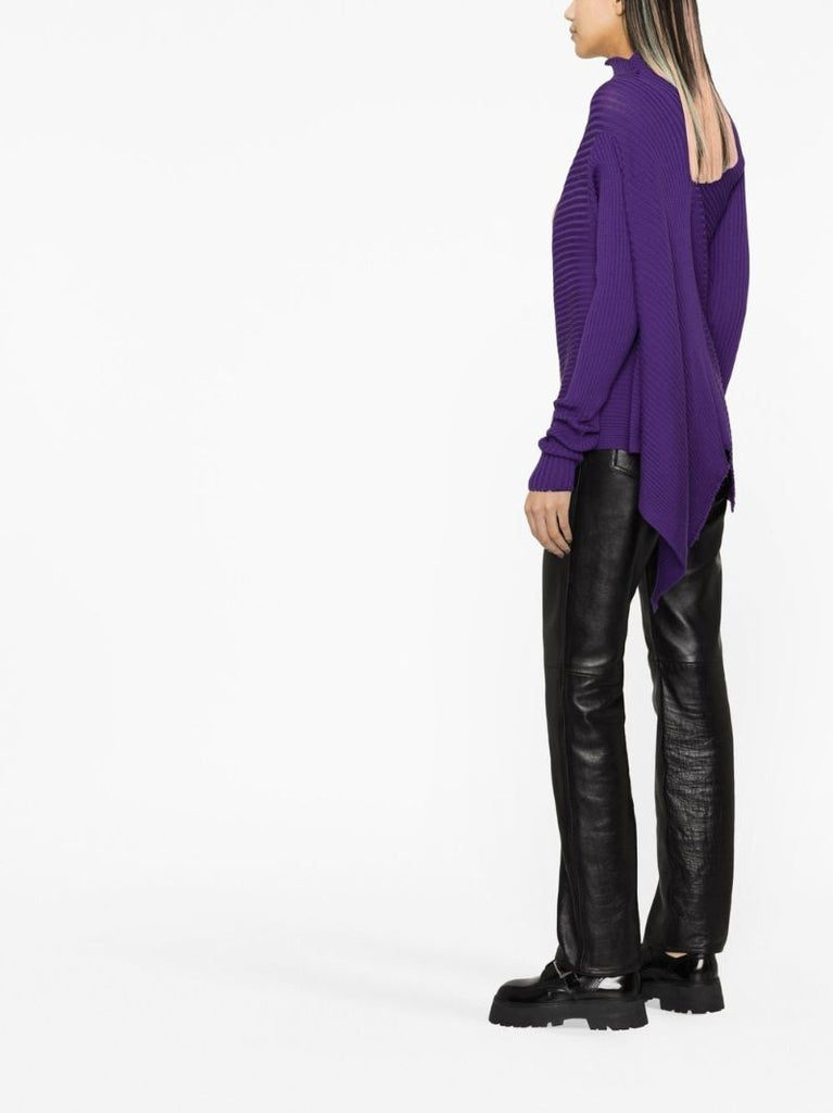 Purple Patchwork Draped Merino Jumper