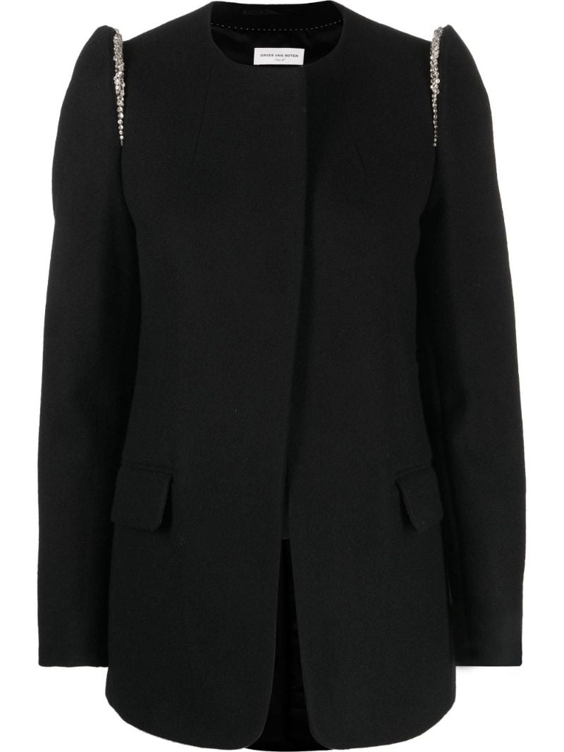 Black Embellished Wool Blazer