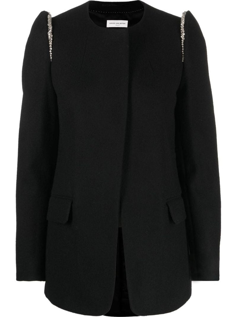 Black Embellished Wool Blazer