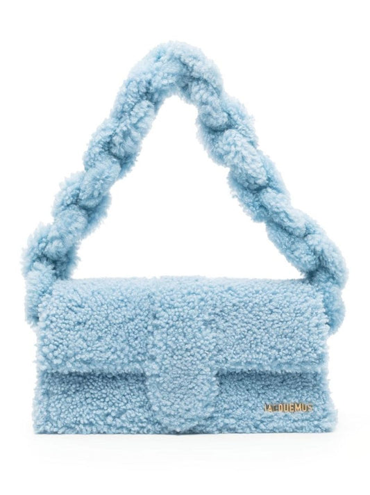 Blue Le Bambidou Shearling Shoulder Bag