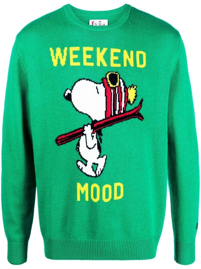 Green Snoopy Weekend Mood Knit Sweater