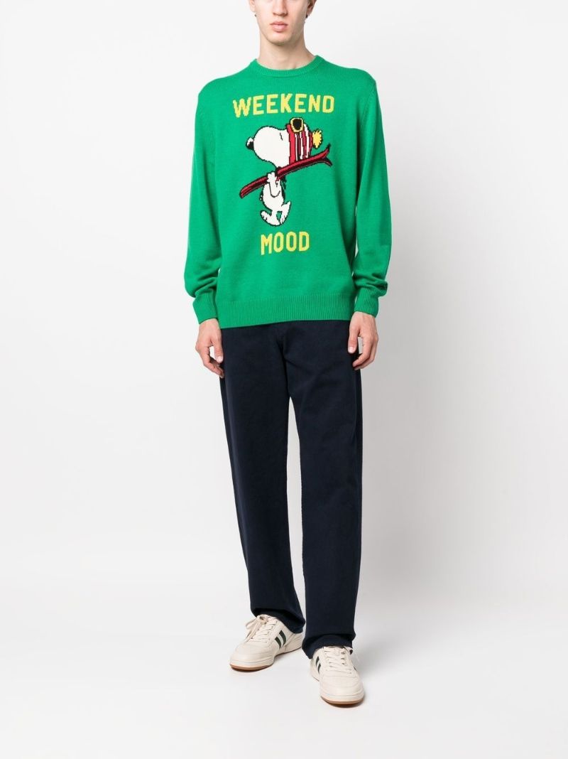 Green Snoopy Weekend Mood Knit Sweater