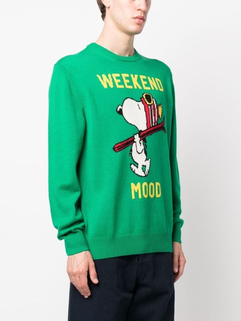 Green Snoopy Weekend Mood Knit Sweater