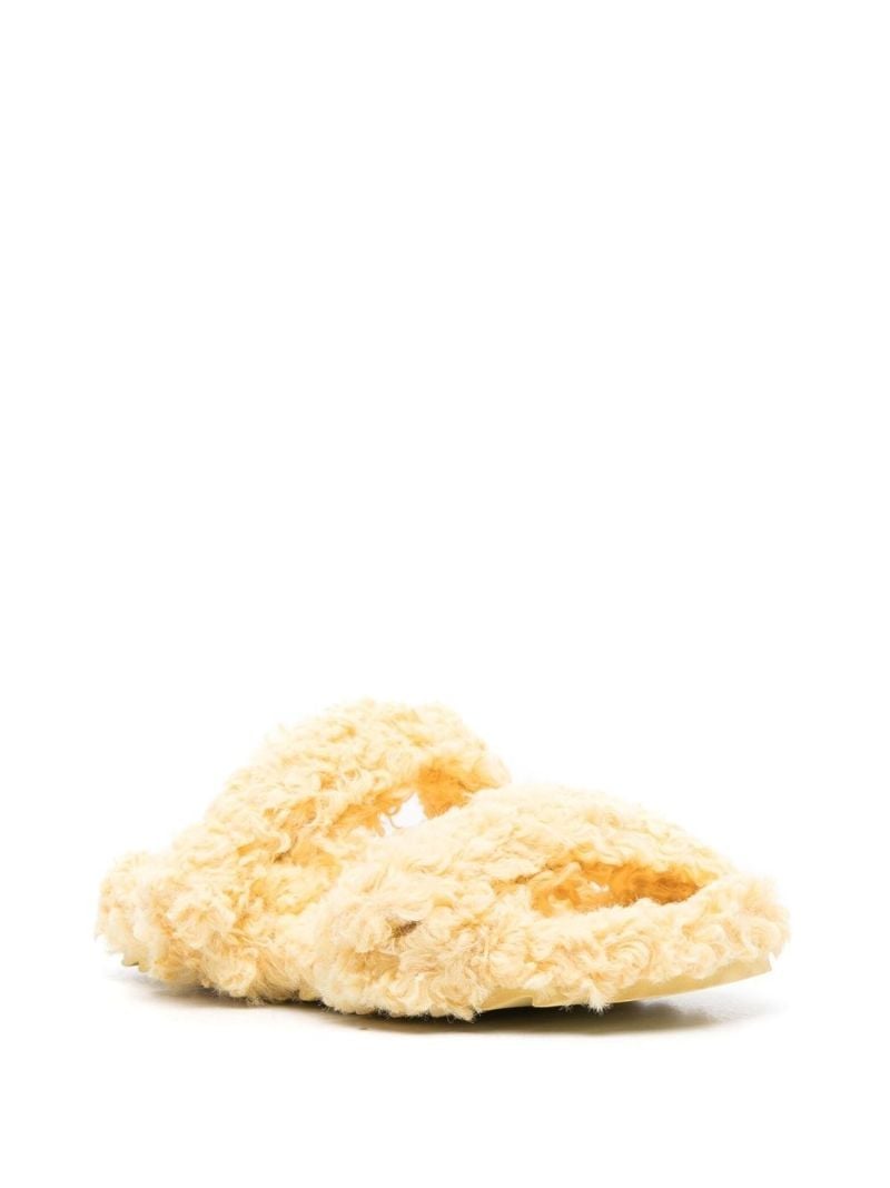 Yellow Gia 10 Faux Shearling Slides