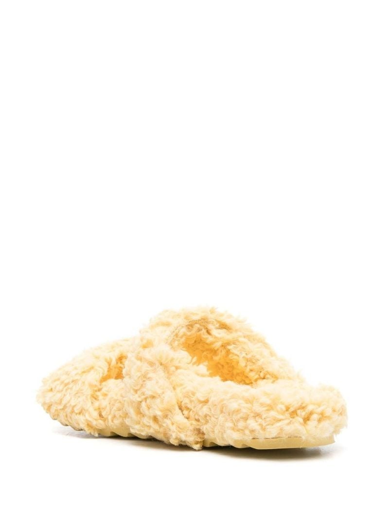 Yellow Gia 10 Faux Shearling Slides