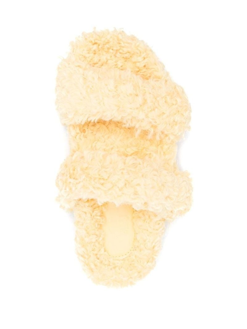 Yellow Gia 10 Faux Shearling Slides