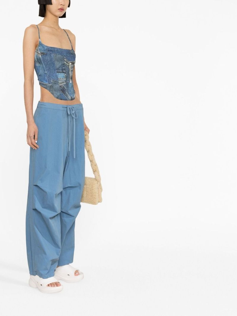 Blue Drawstring Parachute Trousers