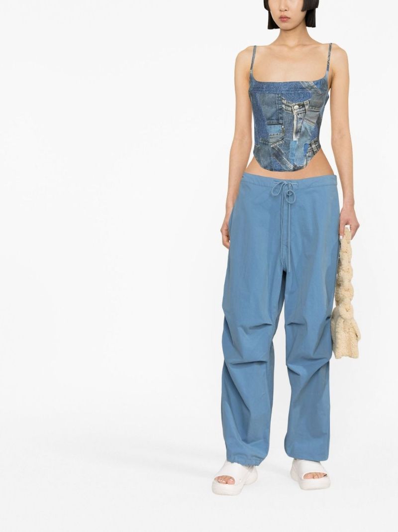 Blue Drawstring Parachute Trousers