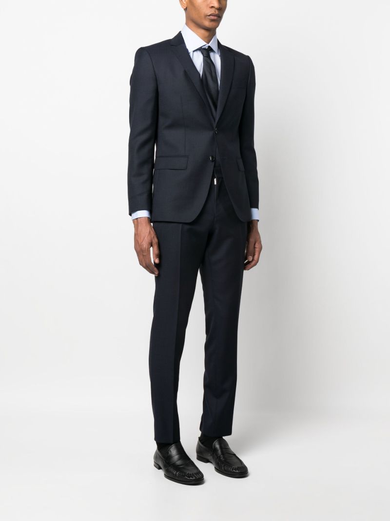 Blue H-huge Single-breasted Wool Suit